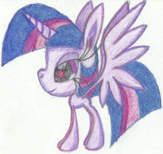 Size: 5307x5005 | Tagged: safe, artist:cybersquirrel, derpibooru import, part of a set, twilight sparkle, alicorn, absurd resolution, cutie mark eyes, giant head, prismacolors, simple background, traditional art, twilight sparkle (alicorn), white background, wingding eyes