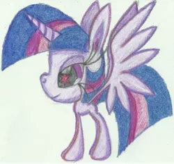 Size: 5307x5005 | Tagged: safe, artist:cybersquirrel, derpibooru import, part of a set, twilight sparkle, alicorn, absurd resolution, cutie mark eyes, giant head, prismacolors, simple background, traditional art, twilight sparkle (alicorn), white background, wingding eyes