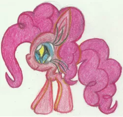 Size: 5696x5394 | Tagged: safe, artist:cybersquirrel, derpibooru import, part of a set, pinkie pie, earth pony, pony, absurd resolution, cutie mark eyes, giant head, prismacolors, simple background, solo, traditional art, white background, wingding eyes