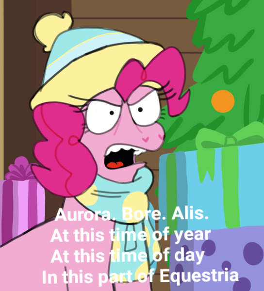 Size: 659x727 | Tagged: artist:mewnikitty, best gift ever, derpibooru import, open mouth, parody, pinkie pie, safe, simpsons did it, solo, steamed hams, superintendent chalmers, text, the simpsons