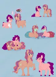 Size: 1600x2193 | Tagged: safe, artist:ganashiashaka, derpibooru import, oc, oc:dawn dreamer, oc:pinni, earth pony, pony, unicorn, book, cloven hooves, female, lesbian, magic, mare, oc x oc, offspring, parent:cheese sandwich, parent:pinkie pie, parent:sunburst, parent:twilight sparkle, parents:cheesepie, parents:twiburst, shipping