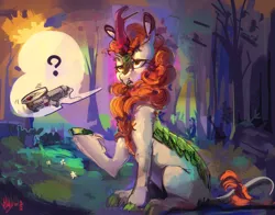 Size: 5110x4000 | Tagged: angle grinder, artist:alumx, autumn blaze, cloven hooves, confused, derpibooru import, female, grinder, kirin, leonine tail, open mouth, safe, solo, sounds of silence, unamused