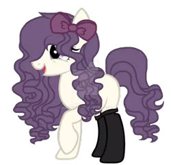 Size: 1024x986 | Tagged: safe, artist:seaswirls, derpibooru import, oc, earth pony, pony, bow, clothes, deviantart watermark, female, hair bow, mare, obtrusive watermark, simple background, socks, solo, transparent background, watermark