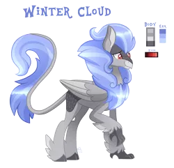 Size: 2785x2689 | Tagged: artist:sugaryicecreammlp, derpibooru import, hippogriff hybrid, hybrid, interspecies offspring, kirin hybrid, male, oc, oc:winter cloud, offspring, parent:rain shine, parent:sky beak, raised claw, reference sheet, safe, simple background, solo, transparent background, unofficial characters only