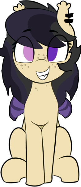 Size: 429x983 | Tagged: safe, artist:darkwolfhybrid, artist:shinodage, derpibooru import, edit, oc, oc:darkius wolficus, unofficial characters only, bat pony, pony, bat pony oc, bat wings, ear fluff, ear piercing, female, freckles, heterochromia, mare, piercing, simple background, sitting, smiling, transparent background, wings