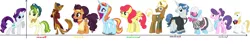 Size: 6840x1216 | Tagged: artist:feuerwelle, capper dapperpaws, derpibooru import, fancypants, my little pony: the movie, photo finish, pistachio, prince blueblood, rarity, safe, saffron masala, sassy saddles, shipping, strawberry sunrise, suri polomare, trenderhoof