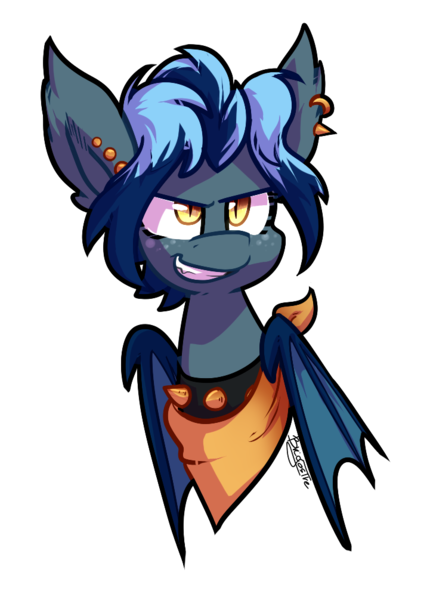 Size: 721x1006 | Tagged: safe, artist:crownedspade, derpibooru import, oc, oc:eira, bat pony, pony, bust, female, mare, portrait, simple background, solo, transparent background