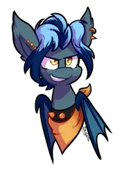 Size: 721x1006 | Tagged: safe, artist:crownedspade, derpibooru import, oc, oc:eira, bat pony, pony, bust, female, mare, portrait, simple background, solo, transparent background