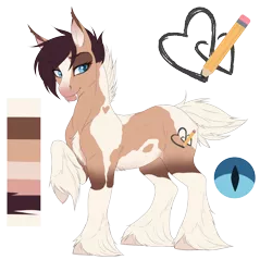 Size: 2360x2470 | Tagged: safe, artist:askbubblelee, derpibooru import, oc, oc:trots n socks, unofficial characters only, bat pony, earth pony, hybrid, pony, bat pony oc, bat wings, fangs, female, mare, ponysona, reference sheet, simple background, slit eyes, smiling, solo, transparent background, unshorn fetlocks, wings