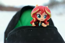 Size: 6000x4000 | Tagged: safe, artist:artofmagicpoland, derpibooru import, sunset shimmer, equestria girls, backpack, doll, equestria girls minis, looking at you, solo, toy