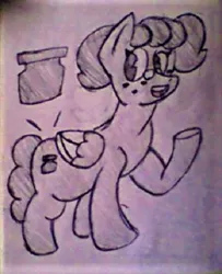 Size: 350x430 | Tagged: safe, artist:midday sun, derpibooru import, oc, oc:two tone, pegasus, pony, female, lineart, lowres, mare, monochrome, simple background, traditional art