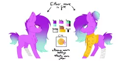 Size: 1500x750 | Tagged: safe, artist:kookiebeatz, derpibooru import, oc, oc:kookie beatz, unofficial characters only, earth pony, pony, alternate hairstyle, bandage, chest fluff, clothes, ear fluff, ear piercing, earring, female, heterochromia, hoodie, jewelry, mare, piercing, simple background, solo, white background