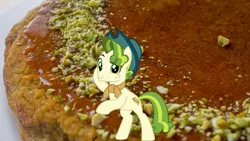 Size: 1920x1080 | Tagged: safe, artist:creativa-artly01, artist:jhayarr23, derpibooru import, edit, vector edit, pistachio, earth pony, pony, best gift ever, irl, looking at you, male, photo, pistachio nut, pun, solo, vector