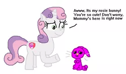 Size: 456x269 | Tagged: safe, artist:drypony198, derpibooru import, sweetie belle, oc, oc:rosie bunny, pony, rabbit, unicorn, animal, cute, sweetiemom