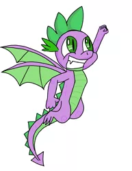 Size: 2975x3850 | Tagged: artist:pegaplex, derpibooru import, dragon, flying, molt down, safe, simple background, solo, spike, takeoff, white background, winged spike, wings