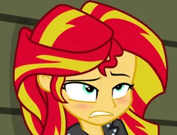 Size: 1413x1080 | Tagged: safe, derpibooru import, screencap, sunset shimmer, equestria girls, rainbow rocks, blushing, cyoar, faic, i came, out of context, solo