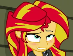 Size: 1412x1080 | Tagged: safe, derpibooru import, edit, edited screencap, editor:axal-5, screencap, sunset shimmer, equestria girls, rainbow rocks, blushing, cyoar, faic, i came, inverted mouth, out of context, solo, very out of context