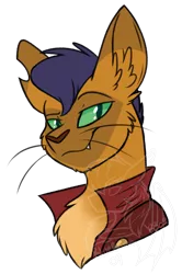 Size: 1046x1571 | Tagged: abyssinian, anthro, artist:bluebrush09, bust, capper dapperpaws, cat, derpibooru import, male, my little pony: the movie, portrait, safe, simple background, solo, transparent background, watermark