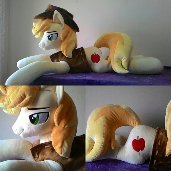 Size: 1080x1080 | Tagged: safe, artist:masha05, derpibooru import, braeburn, earth pony, pony, clothes, hat, irl, male, photo, plushie, prone, solo, stallion, vest