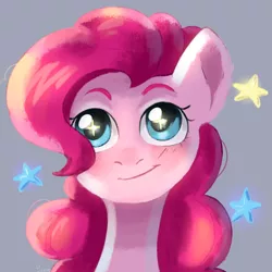 Size: 1024x1024 | Tagged: safe, artist:worldlofldreams, derpibooru import, pinkie pie, pony, bust, cute, diapinkes, gray background, portrait, simple background, solo, starry eyes, stars, wingding eyes