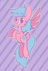 Size: 950x1394 | Tagged: safe, artist:typhwosion, derpibooru import, firefly, pegasus, pony, bow, female, g1, g1betes, smiling, solo, striped background, tail bow