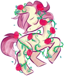 Size: 700x843 | Tagged: safe, artist:stevetwisp, derpibooru import, roseluck, pony, cute, cuteluck, eyes closed, female, flower, mare, profile, rose, simple background, solo, thorns, transparent background