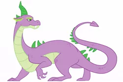 Size: 1000x666 | Tagged: adult, adult spike, artist:darkodraco, derpibooru import, dragon, fangs, greed spike, male, older, older spike, quadrupedal spike, raised claw, safe, simple background, solo, spike, spikezilla, white background