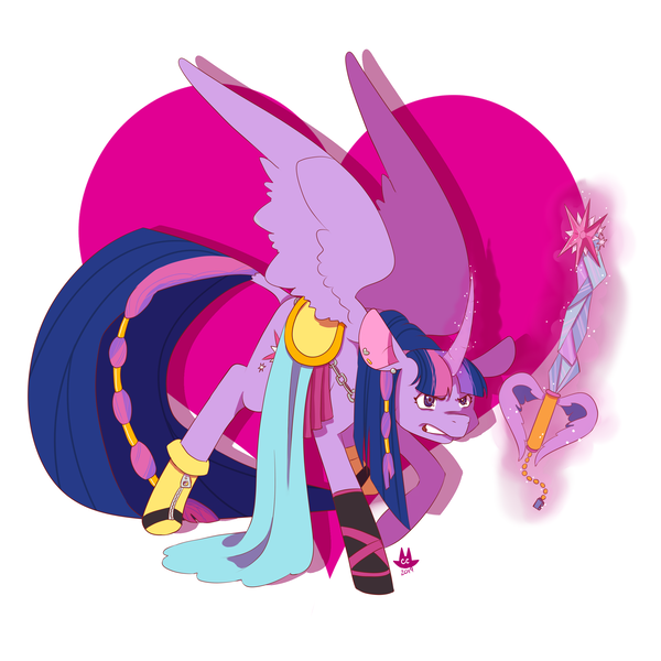 Size: 2400x2400 | Tagged: safe, artist:cckittycreative, derpibooru import, twilight sparkle, twilight sparkle (alicorn), alicorn, pony, clothes, female, heart, keyblade, kingdom hearts, magic, mare, solo, telekinesis