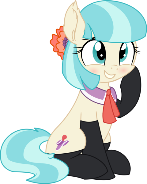 Size: 4562x5704 | Tagged: safe, artist:aureai-sketches, artist:cyanlightning, derpibooru import, coco pommel, earth pony, pony, .svg available, absurd resolution, adorasexy, blushing, chest fluff, clothes, cocobetes, cute, ear fluff, female, grin, mare, sexy, simple background, sitting, smiling, socks, solo, squishy cheeks, stockings, thigh highs, transparent background, vector