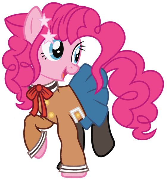 Size: 1280x1368 | Tagged: safe, artist:bezziie, derpibooru import, pinkie pie, pony, clothes, cosplay, costume, cute, kasumi, pantyhose, pleated skirt, simple background, skirt, solo, transparent background