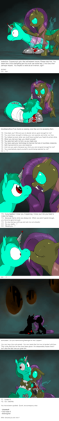 Size: 500x3522 | Tagged: artist:drjavi, changeling, changeling oc, derpibooru import, how coppercog met yhsrettulf, oc, oc:coppercog, oc:yhsrettulf, safe, tumblr:ask coppercog