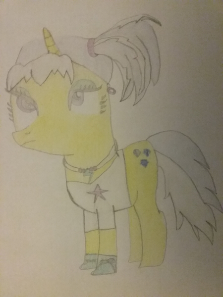 Size: 1944x2592 | Tagged: safe, artist:jerryakira79, derpibooru import, oc, oc:londyn stone, unofficial characters only, pony, unicorn, clothes, ear piercing, earring, female, jewelry, necklace, piercing, shirt, traditional art