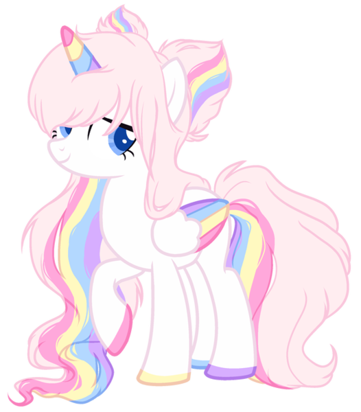Size: 600x684 | Tagged: safe, artist:sugarplanets, derpibooru import, oc, alicorn, pony, colored wings, female, mare, multicolored horn, multicolored wings, simple background, solo, transparent background, wings