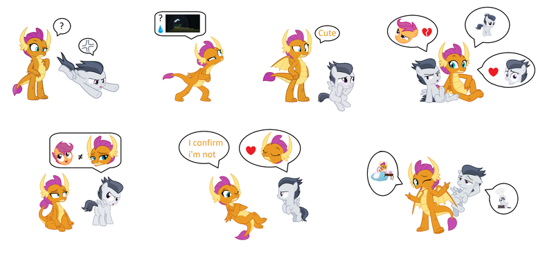 Size: 3721x1705 | Tagged: safe, derpibooru import, edit, editor:proto29, rumble, scootaloo, smolder, dragon, pegasus, pony, pictogram, shipping, simple background, smumble, speech bubble, white background