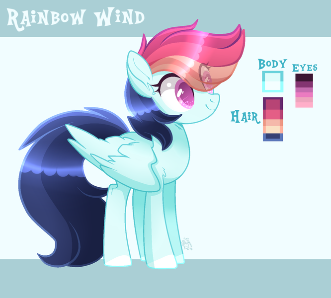 Size: 1629x1468 | Tagged: safe, artist:sugaryicecreammlp, derpibooru import, oc, oc:rainbow wind, unofficial characters only, pegasus, pony, base used, female, mare, next generation, offspring, parent:rainbow dash, parent:soarin', parents:soarindash, reference sheet, smiling, solo