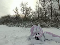 Size: 4032x3024 | Tagged: safe, artist:arniemkii, derpibooru import, fleur-de-lis, alicorn, horse, pony, unicorn, alicornified, bootleg, female, fleur-de-corne, hongyi, inflatable, inflatable toy, mare, my little pony, race swap, snow, snowman, winter