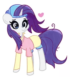 Size: 1500x1652 | Tagged: safe, artist:turtlefarminguy, derpibooru import, rarity, pony, unicorn, friendship university, alternate hairstyle, backwards ballcap, baseball cap, cap, clothes, cute, disguise, hat, heart, plainity, raribetes, simple background, solo, white background