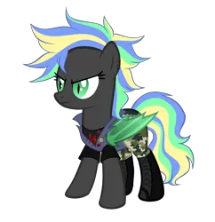 Size: 4032x4160 | Tagged: safe, artist:magicdarkart, derpibooru import, oc, oc:primal screech, unofficial characters only, bat pony, pony, absurd resolution, badge, bat pony oc, bat wings, bomb, boots, camouflage, clothes, denim, devil horns, ear piercing, earring, female, jeans, jewelry, mare, multicolored hair, pants, piercing, punk, shirt, shoes, simple background, solo, t-shirt, transparent background, vest, weapon, wings