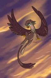 Size: 864x1308 | Tagged: safe, artist:quadrog, derpibooru import, gabby, gryphon, cute, female, flying, gabbybetes, solo, spread wings, wings