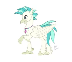 Size: 3573x3116 | Tagged: artist:eeviart, classical hippogriff, cute, derpibooru import, hippogriff, male, profile, raised claw, safe, simple background, solo, surf and/or turf, terrabetes, terramar, white background