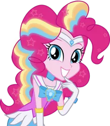 Size: 1278x1466 | Tagged: safe, artist:kimberlythehedgie, derpibooru import, pinkie pie, equestria girls, league of legends, rainbow power, sailor moon, simple background, solo, star guardian, transparent background