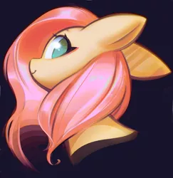 Size: 1404x1445 | Tagged: safe, artist:mirroredsea, derpibooru import, fluttershy, pony, bust, cute, female, floppy ears, looking at you, looking sideways, mare, portrait, profile, shyabetes, smiling, solo