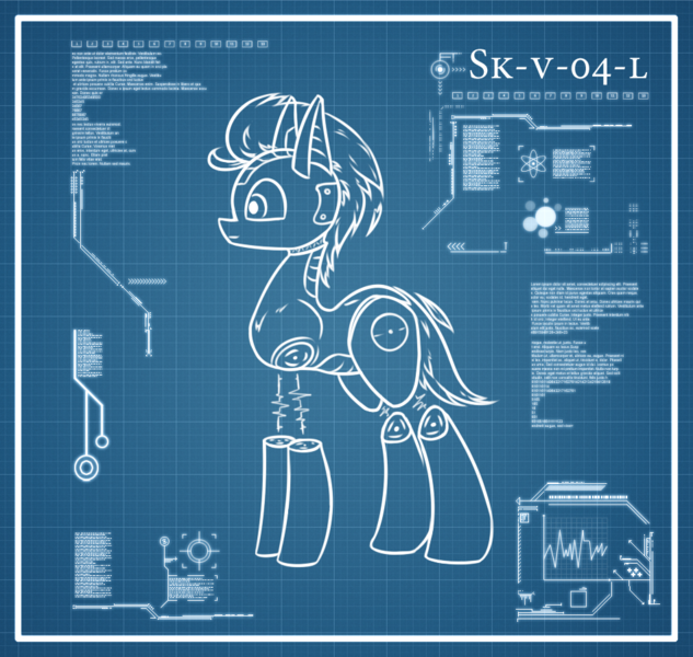 Size: 950x900 | Tagged: safe, artist:change, derpibooru import, oc, oc:rubiont beta, unofficial characters only, pony, robot, robot pony, prototype