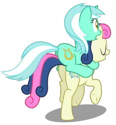 Size: 4200x4500 | Tagged: safe, artist:mundschenk85, derpibooru import, bon bon, lyra heartstrings, sweetie drops, earth pony, pony, unicorn, absurd resolution, butt, duo, eyes closed, female, mare, open mouth, plot, ponies riding ponies, riding, simple background, transparent background, vector