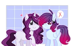 Size: 1934x1160 | Tagged: safe, artist:iheyyasyfox, artist:klewgcg, derpibooru import, oc, oc:bear heart, oc:bianca, unofficial characters only, pegasus, pony, unicorn, female, freckles, looking at each other, mare, raised hoof, smiling