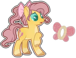 Size: 1184x906 | Tagged: safe, artist:jxst-alexa, derpibooru import, oc, earth pony, pony, bow, female, hair bow, mare, offspring, parent:cheese sandwich, parent:fluttershy, parents:fluttersandwich, solo