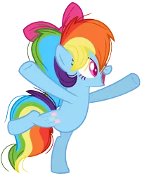 Size: 848x1048 | Tagged: safe, artist:bezziie, derpibooru import, rainbow dash, pony, bow, earth pony rainbow dash, hair bow, race swap, simple background, solo, swapped cutie marks, transparent background