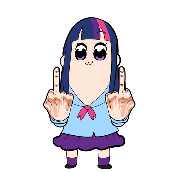 Size: 5000x5000 | Tagged: absurd resolution, artist:linlaifeng, derpibooru import, human, humanized, middle finger, pipimi, pop team epic, safe, solo, style emulation, twilight sparkle, vulgar, wat