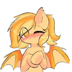 Size: 2000x2000 | Tagged: safe, artist:thieftea, derpibooru import, oc, oc:pudding, bat pony, pony, bat pony oc, bat wings, cute, shy, simple background, white background, wings