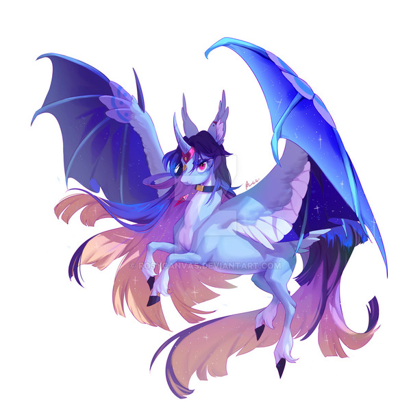 Size: 1024x1024 | Tagged: safe, artist:rocy canvas, derpibooru import, oc, unofficial characters only, alicorn, bat pony, bat pony alicorn, pony, bat pony oc, bat wings, curved horn, ear fluff, ethereal mane, female, flying, horn, horn jewelry, hybrid wings, jewelry, large wings, looking at you, mare, obtrusive watermark, pendant, realistic horse legs, red eyes, signature, simple background, slit eyes, solo, spread wings, starry mane, starry wings, unshorn fetlocks, watermark, white background, wing claws, wings